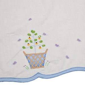 Lillian Vernon Vintage Embroidered Tree Butterflies‎ Scalloped Edge Dish Towel